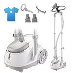 SALAV Professional Standing Garment Steamer with Retractable Power Cord, Foot Pedal Control, Wheels for Easier Movement (Silver)