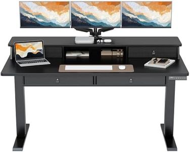 ErGear Standing Desk with Drawers, 63 x 30 Inches Height Adjustable Desk with Storage, Electric Sit Stand Desk, 4 Memory Preset Computer Home Office Desk with Cable Management Tray, Black