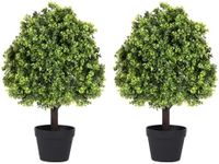 Azoco 2.3ft Topiary Trees Artificial Outdoor 27.6'', Artificial Outdoor Plants Decor, Artificial Bush Ball Tree UV Resistant, Set of 2