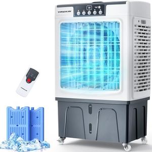 VAGKRI Swamp Cooler, 3100 CFM Evaporative Air Cooler with 8 Gallon Tank, 120° Oscillation, 3 Modes & 3 Speeds, 24H Timer, Remote Control, Outdoor Cooling Fan with Auto Fill for Patio, Garage, Factory