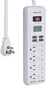 DEWENWILS 8-Outlet Power Strip with Timer (4 Timed/ 4 Always On), Digital Timer Outlet for Reptile Light, Turtle Grow Light Indoor Bearded Dragon Tank Accessory Aquarium, 6ft SJT Cord, 15A UL Listed