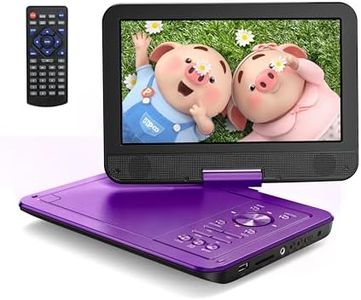 Yoton 12.5" Portable DVD Player with 10.5" HD Swivel Screen, Easy Setup for Kids & Elderly, 6-Hour Battery Life, Includes AV Cable & Car Charger, Supports USB/SD Card(Not Support Blu-ray), Purple