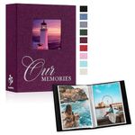 Lanpn Photo Albums 4x6 100 Photos 2 Packs Slip in, Linen Hardcover Window Small Mini Capacity OURMEMORIES Photo Book Photobook Each Pack holds 100 Vertical Photos (Purple)