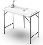 TooGooD Folding Fish Cleaning Table with Sink, Portable Camping Dish Washing Station w/ 31' Ruler Integrated