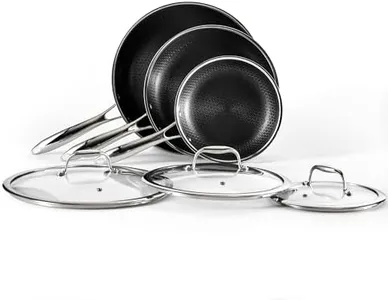 HexClad Hybrid Nonstick 6-Piece Fry Pan Set, 8, 10 and 12-Inch Frying Pans with Tempered Glass Lids, Stay-Cool Handles, Dishwasher and Oven Safe, Induction Ready, Compatible with All Cooktops