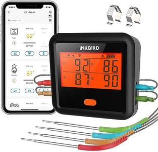 INKBIRD Bluetooth Meat Thermometer IDT-34c-B, Barbecue Food Thermometer with 4 Meat Probes, Stepless Dimming Backlit LCD, Free App Control, Temperature Pre-Alarm, High Low Temperature Alarms, Timers