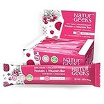 NaturGeeks Collagen Builder Protein + Vitamin Bar, Oat & Berry - 15g Protein & 11 Vitamins, Zinc & Magnesium for Immunity Support - Zero Added Sugar, Vegan, Gluten Free, Dairy & Soy Free, 12 count