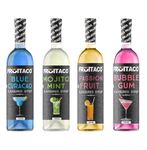 Fruitaco Blue Curacao, Mojito Mint, Passion Fruit, Bubble Gum Syrup: Perfect Mixer for Enhancing Mocktails & Cocktails, Drinks, and Mojitos at Parties, All Your Mixing Needs Non-Alcoholic (Pack of 4)