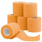 6 Pack Self Adhesive Bandage Wrap, SAREAL 5cm x 4.5m Athletic Wrap Self Adhesive,Vet Wrap,Tattoo Grip Tape,Sports Tape Bulk for First Aid Supplies and Wrist Sprains Protection