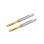 uxcell Spiral Point Plug Threading Tap M4 x 0.7 Thread, Ground Threads H2 3 Flutes, High Speed Steel HSS 6542, Titanium Coated, Metric Screw Taps Tapping Bit for Thread Repair, 2pcs