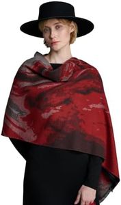ZHE JIN 100% Mulberry Silk Wraps for Women Dream Painting - Red 71"x24"