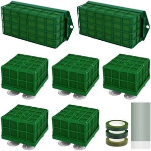 PEDOBALI 7 Pcs Floral Foam Cage with Foam Flower Arrangements Supplies Floral Cage Square and Rectangle Flower Holder for Wedding (11.5 x 4.7 x 3.1 Inches,4.3 x 4.3 x 3.5 Inches)