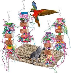 Juguetes Agapornis, Juguetes para Loros, Juguete masticable para pájaros, Columpios, para pájaros Grandes, medianos, guacamayos, Gris Africano