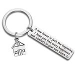 New Home Keychain Gifts House Warming Gift First Home Gift Realtor Closing Jewelry Sweet Home Keyring New Home Owner Gift (silver)