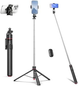 KINGJOY 67" Automatic Camera Tripod & Phone Selfie Stick, Lightweight Portable Travel Tripod Stand with Wireless Remote, Auto Pop Open Tripod,Compatible with Phone/iPhone/Camera for Photo & Vlog