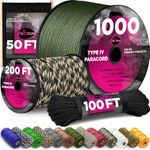 TECEUM Paracord Type IV 750 lb Black 016 – 100 ft – 4mm – 100% Nylon Strong Tactical MIL–SPEC Parachute Cord – Survival Rope Emergency para Cord 11 Strands Core EDC Camping Hiking Military Gear 016a