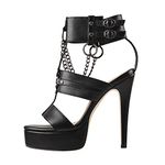 Only maker Women's Gladiator Punk Gothic Shoes Platform Sandals Stilettos High Heels Prom Evening Party Wedding Shoes Dress Black Size 6