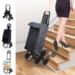 VOUNOT Folding Shopping Trolley on 6 Wheels, Stair Climbing Shopping Cart, Grocery Trolley, Black, 2440975908964