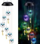 HeiPen Owl Gift, Solar Wind Chimes Garden Gifts for Her, Mum, Grandma, Mothers Day, Christmas, Outdoor lights Decoration for Garden Yard Porch (Owl)