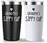 Grandpa's and Grandma's Sippy Cup Travel Mug Tumbler.Grandparents Gifts.Fathers Day Mothers Day Birthday Christmas Gifts Ideas for Grandma and Grandpa from Grandkids Grandchildren.(20oz Black&White)