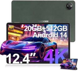DOOGEE T30 Max Tablet 12.4 Inch 4K, Android 14 Tablet, 20GB RAM + 512GB ROM (2TB TF), Helio G99 Tablets with 10800mAh Battery and 33W Fast Charging, 50MP+20MP TUV Certified, Side Fingerprint, Green