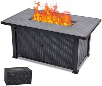 Propane Fire Pit Table 52 x31 Inch, 50000BTU Rectangle Fire Table with Cover & Rain Cover, Sturdy Steel and Iron Fence Surface, CSA Safety Certified, Companion for Your Garden