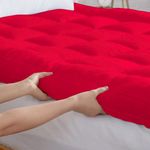 AVI Luxury Soft 5D Spiral 2500 GSM Microfiber Twin XL Bed Mattress Topper, Extra Thick 3 Inch Mattress Padding, Cooling Breathable Cotton Pillow Top with Elastic Bands, (Red, 48x78 Inch)