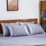 Wakefit Satin Pillow Covers for Hair and Skin | Silver Blue | Set of 4 (27 x 17 inches) | 144 TC