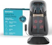 Homedics Back Massager with Heat, Shiatsu Elite II Heated Neck and Back Massage Cushion. 3 Different Massage Styles and 3 Massage Zones. Comes with Controller and Chair Straps