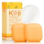 Koji White Kojic Acid & Vitamin C Brightening Soap, Hydrating Face & Body For Radiant Glow Skin, Nourishing, Moisturizing, Even Tone Cleansing Bar, Vegan, Paraben-Free, 2.82 oz (2 Bars)