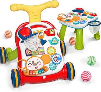 CUTE STONE Sit to Stand Learning Walker, 2 in 1 Baby Walker, Early Educational Child Activity Center, Multifunctional Removable Play Panel, Baby Music Learning Toy Gift for Infant Boys Girls