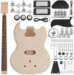 ZEFF DIY Electric Bass Guitar Kits with Basswood Body,4 Strings Electric Guitar Kits W/Maple Neck, Rosewood Fretboard, H Pickups, All Accessories Included