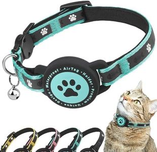 Airtag Cat Collar Breakaway, Reflective Kitten Collar with Apple Air Tag Holder and Bell, Comfortable Padding, Adjustable, Durable, Fits for Girl Boy Cats