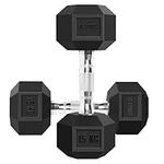 FK Sports Dumbbells Set of 2, 2.5Kg, 5kg, 7.5kg, 10kg, 12.5kg, 15kg, 20Kg In Pair | Weights for Home Gym Fitness Hexagon Dumbbells | Chrome Cast Iron Dumbbells | Rubber Dumbell Weights