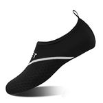 WateLves Barefoot Water Shoes Aqua Spotrs Socks Quick-Dry Beach Swim Snorkeling Surf Diving Pool Yoga Shoes for Mens Womens, Beveled Black, 7.5/8.5 UK