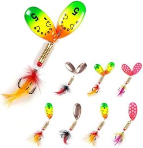 wondersee Fishing Spinners Trout Lures for Rivers Rainbow Trout Baits Pulsating Hackle Tail, Pack of 8, #5