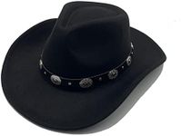 Willheoy Cowboy Hat for Women Western Hat for Men Cowboy Felt Hat Adjustable Outdoor Hat with Shapeable Brim Black