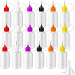 YEAJOIN 18PCS Precision Needle Tip Glue Applicator Bottles, 6 Color 30ML/1 OZ Fine Needle Tip Squeeze Bottle with Mini Funnel for DIY Paint Paper Quilling Craft Glue Ink Liquid Acrylic Painting