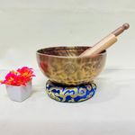 VisualArts™ Hand-Hammered Full Moon Singing Bowl Set - Ideal for Spiritual Healing and Meditation | Brass Full Moon Singing Bowl with Wooden Mallet (5INCH)