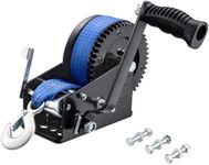 3500lbs Heavy Duty Boat Trailer Winch with 33 FT Strap, 2-Way Ratchet & 4:1/8:1 Gear Gear Ratio - Portable Hand Crank Winch for Boat, Trailer, Truck, RV, ATV, Jet Ski - Manual Winch Easy Operation
