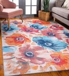 DAPHNE HOME DECOR Machine Washable Area Rugs For Kitchen, Bedroom, Dining Room and Living Room Non Slip Area Rugs | Soft Short Pile | Kid Pet Friendly Rug (Floral - Daisy, 120X180 CM)