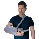 Vissco Shoulder Abduction Support with Pillow and Foam Ball, Post-Operative Shoulder Care and Immobilization, Adjustable Arm Sling for Fracture Recovery, for Men and Women (Grey)
