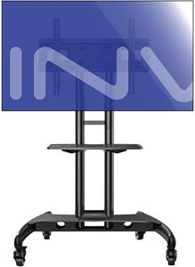 Invision TV Stand on Wheels for 32-75 Inch Screens | Anti Tip & Ultra Stable Mobile TV Floor Trolley Cart | Height Adjustable | Heavy Duty Non Marking Castors | upto 45.5kg Max VESA 600x400mm GT1200