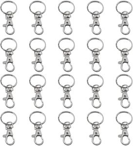 20X Stainless Steel Swivel Snap Hooks with Key Rings, Swivel Lobster Clasp Clips Hook Alloy Key Ring Split Keychain Durable for Keychain Clip Lanyard, Jewelry Making, Crafts