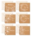 Giftinghouse 36 Thank You Cards Multipack with Envelopes - Pack of Kraft Thank You Greeting Cards For Wedding, Teachers, Kids, Christmas - Eco-friendly - MADE IN UK. (36 CARDS)