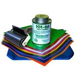 Deluxe Pro Vinyl Repair Patch Kit for Inflatables with 9 8" x 8" Patches (Red, Orange, Yellow, Blue, Green, Indigo, Violet, White, Black), 4-Ounce HH66 Vinyl Adhesive, and Silicone Seam Roller