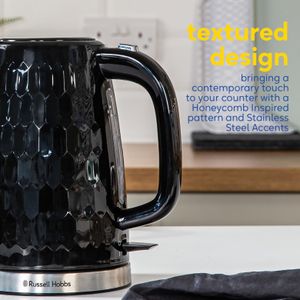 Russell Hobbs Honeycomb 1.7L Electric Kettle – Fast Boil, Black