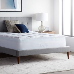 LUCID 4-Inch Gel Memory Foam Mattress Topper, Queen Size
