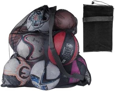 Sports Ball Bag Drawstring Mesh Medium 30x40 Inch Professional Equipment Bag with Shoulder Strap, Black Holds 10+ Soccer/Basketball Balls Ideal for Sports, Beach, Camping, and Events