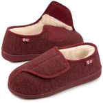 LongBay Women's Diabetic Wide Fit Memory Foam Slippers Comfy Cozy Arthritis Edema House Shoes,Wine,8UK